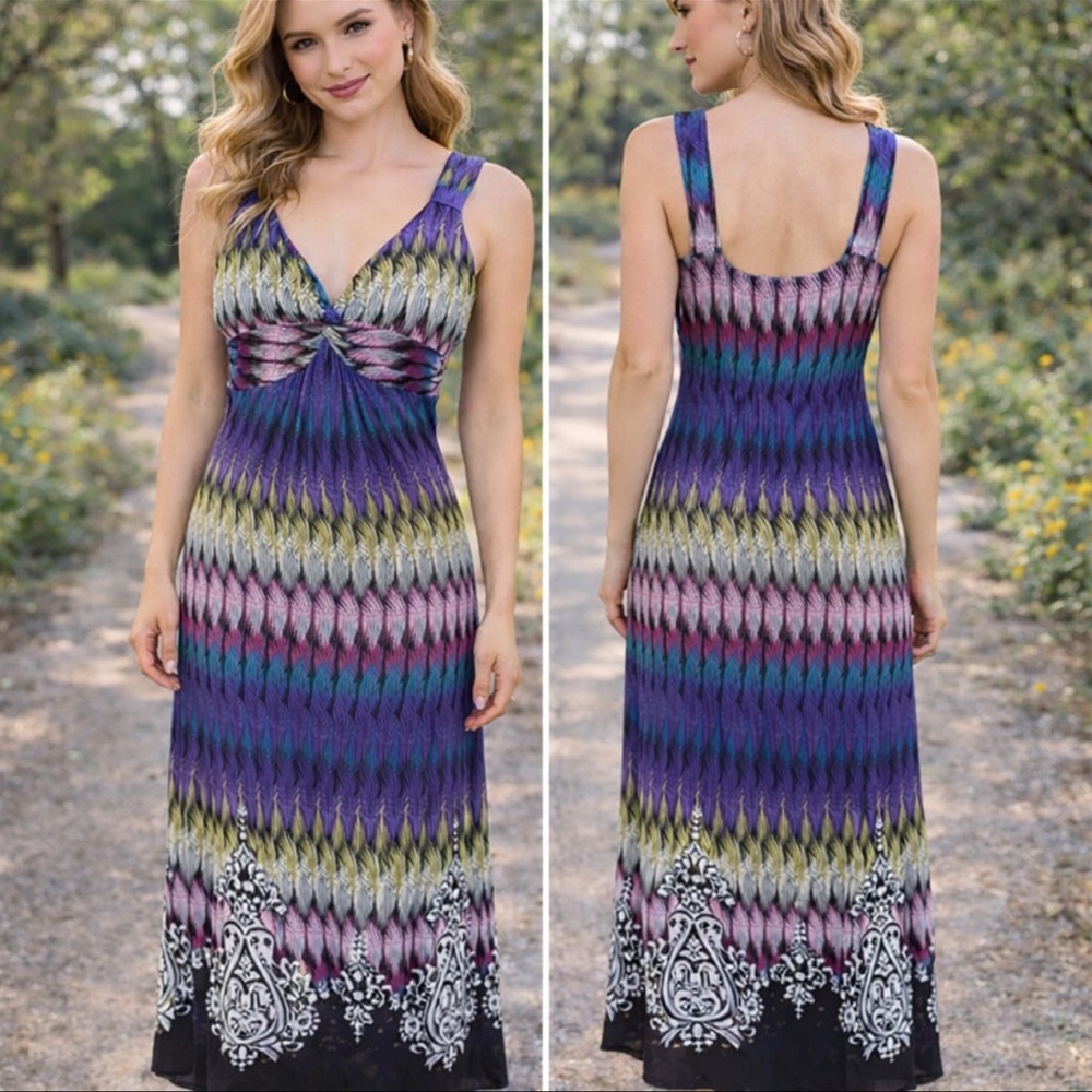 Multicolor Sleeveless Maxi Dress